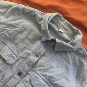 Blue corduroy snap button down